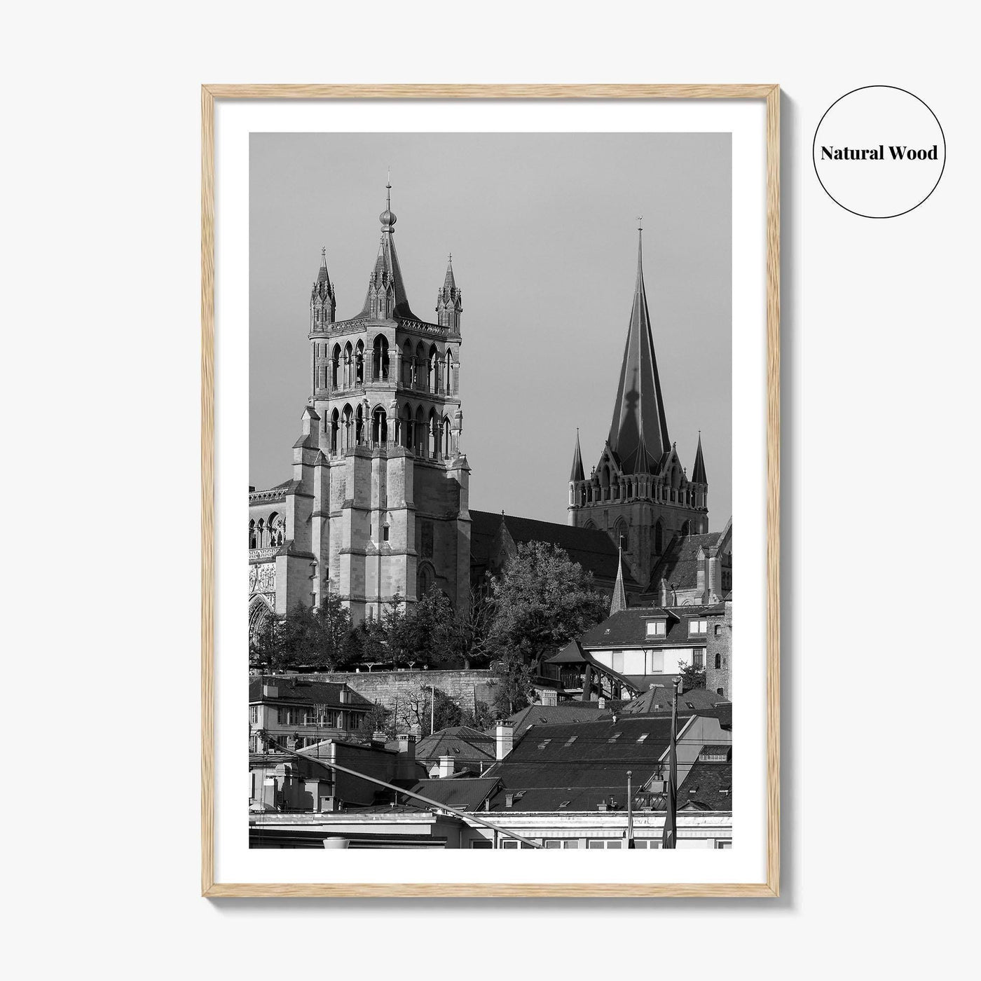 Lausanne Black and White Fine Art Photo Print, Vaud, Lake Geneva, Switzerland Wall Decor