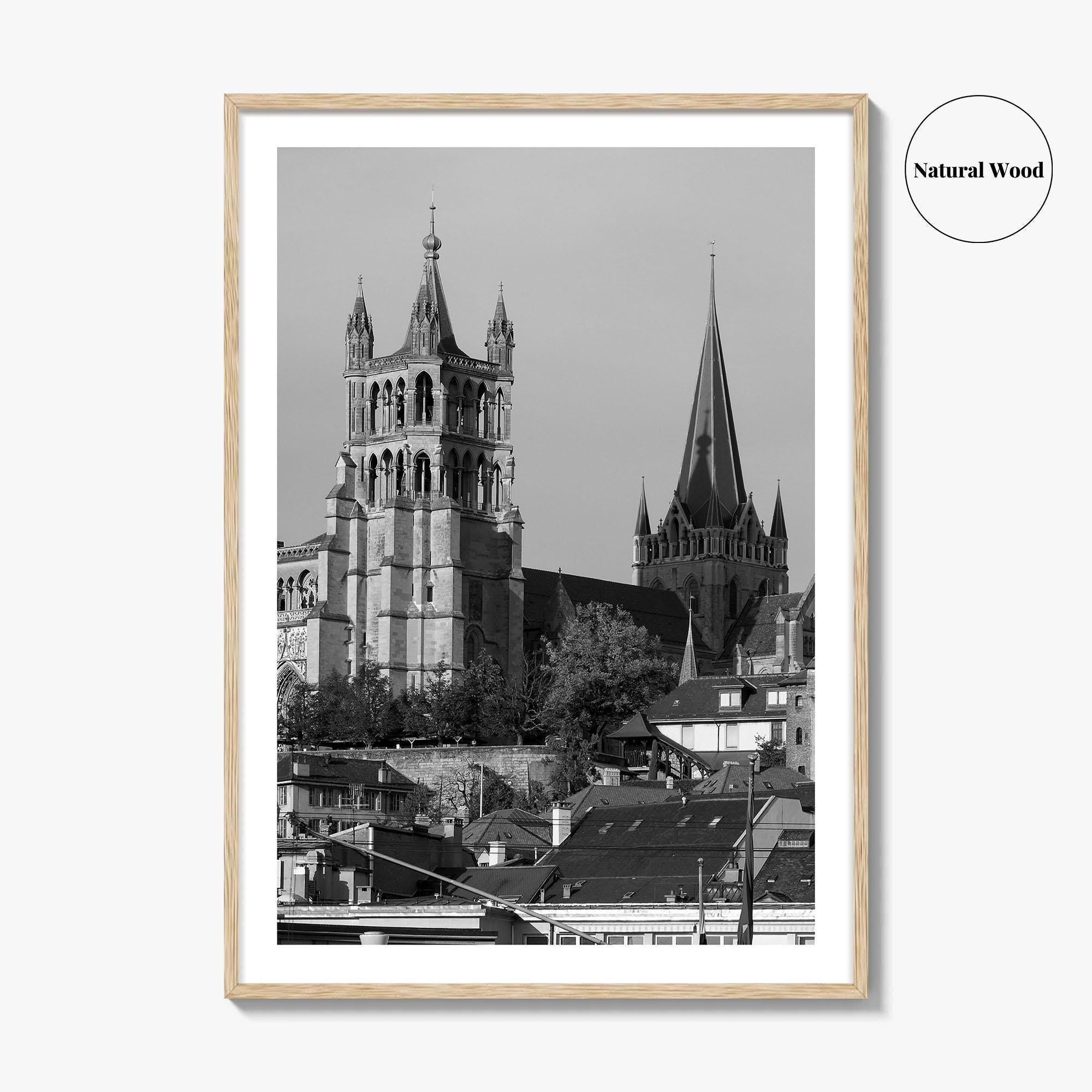 Lausanne Black and White Fine Art Photo Print, Vaud, Lake Geneva, Switzerland Wall Decor