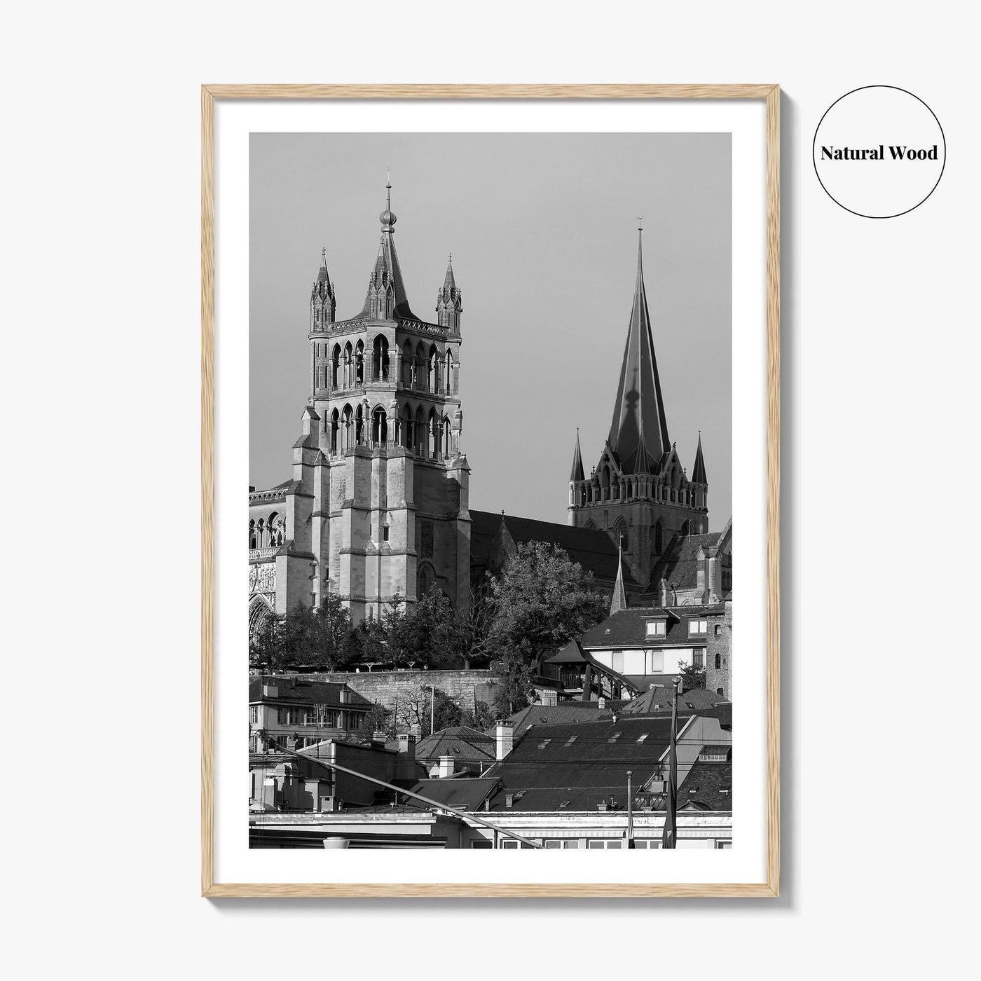 Lausanne Black and White Fine Art Photo Print, Vaud, Lake Geneva, Switzerland Wall Decor