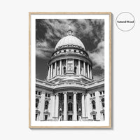 Madison Black and White Fine Art Photo Print, Wisconsin Capitol Building, Wisconsin Poster