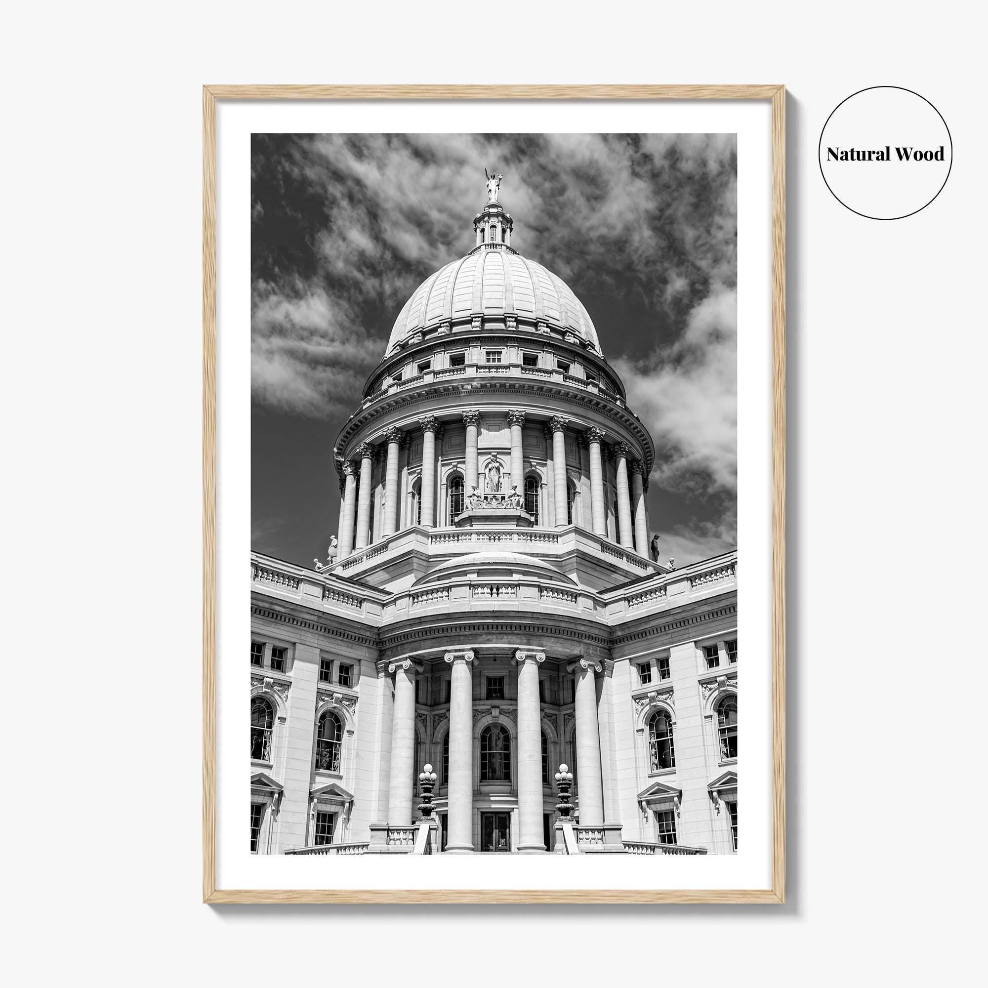 Madison Black and White Fine Art Photo Print, Wisconsin Capitol Building, Wisconsin Poster