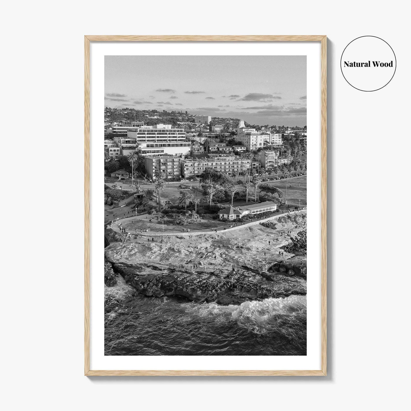La Jolla Cove Black and White Fine Art Photo Print, San Diego Poster Poster