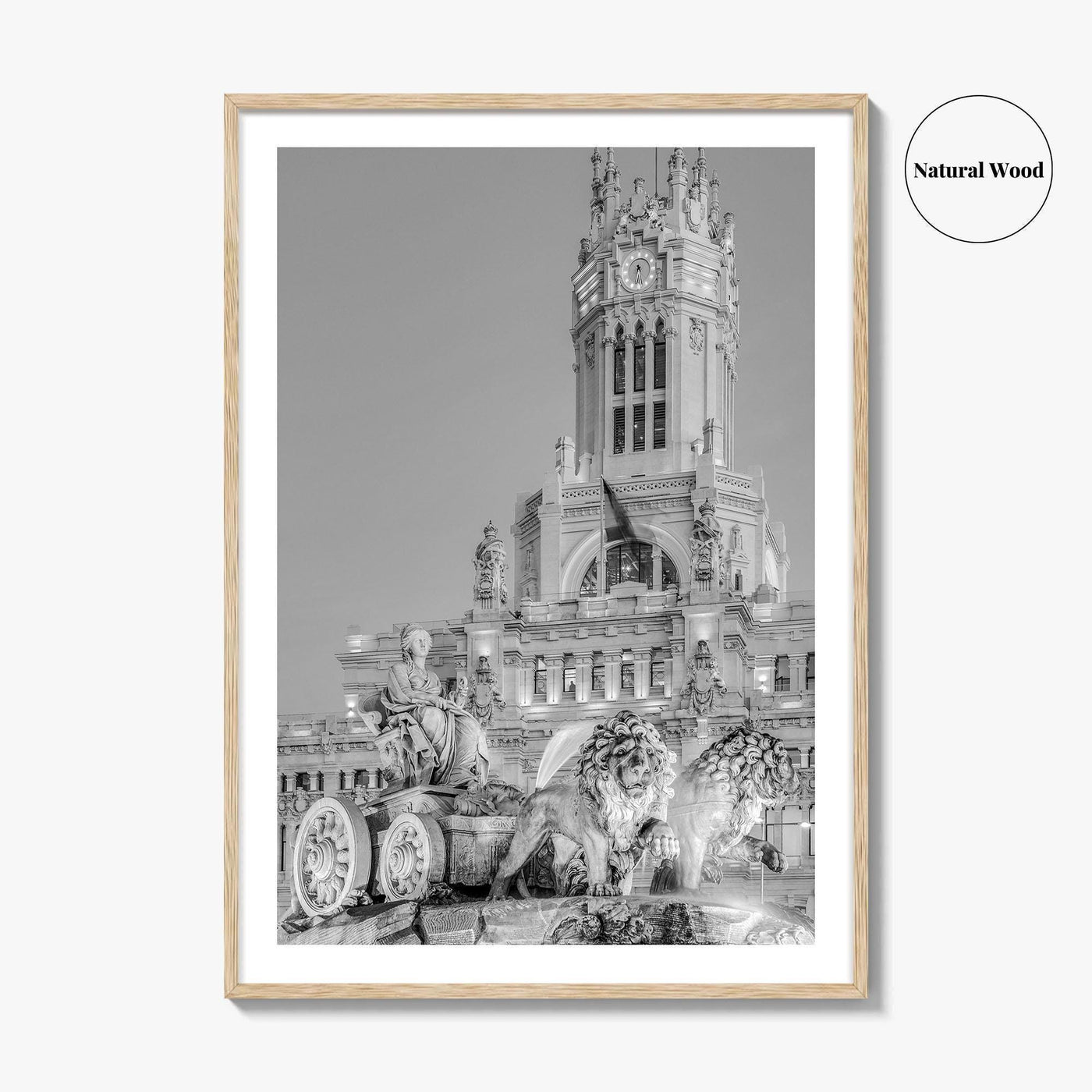 Madrid Black and White Fine Art Photo Print, Cibeles Fountain, Spain Poster, Wall Decor
