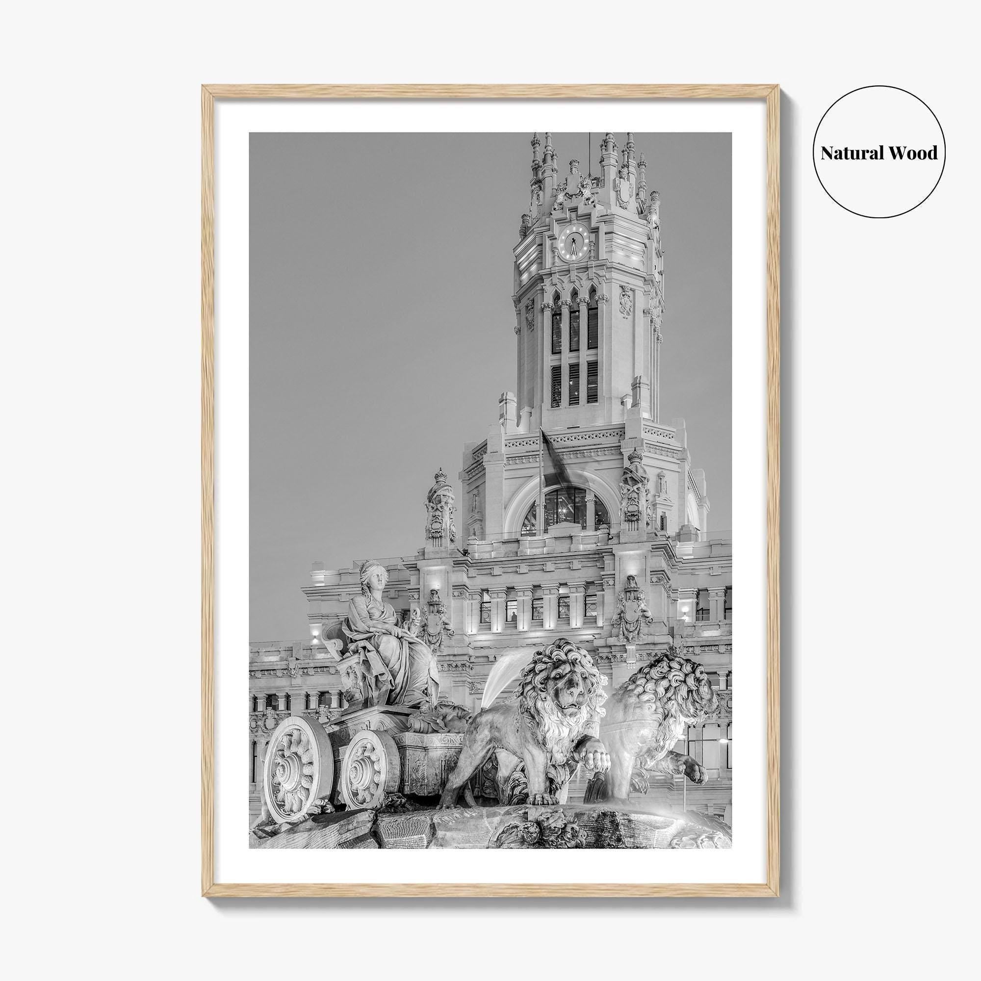 Madrid Black and White Fine Art Photo Print, Cibeles Fountain, Spain Poster, Wall Decor