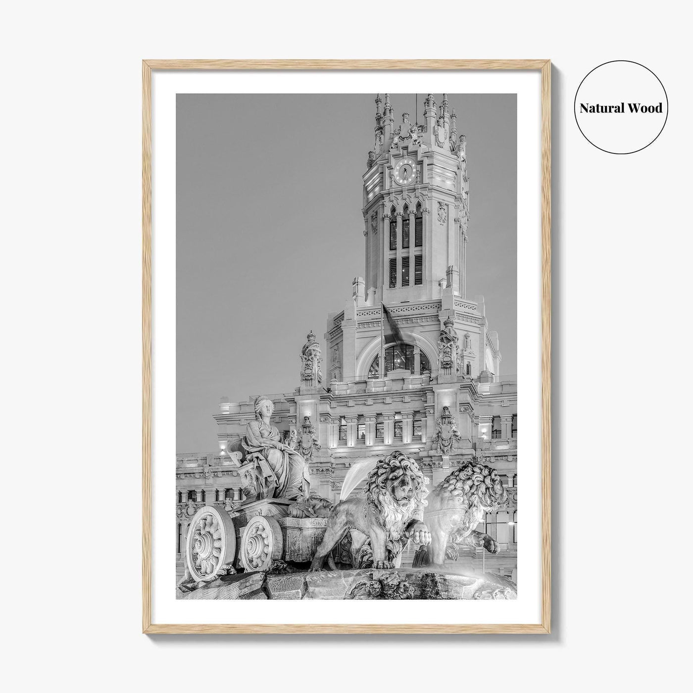 Madrid Black and White Fine Art Photo Print, Cibeles Fountain, Spain Poster, Wall Decor