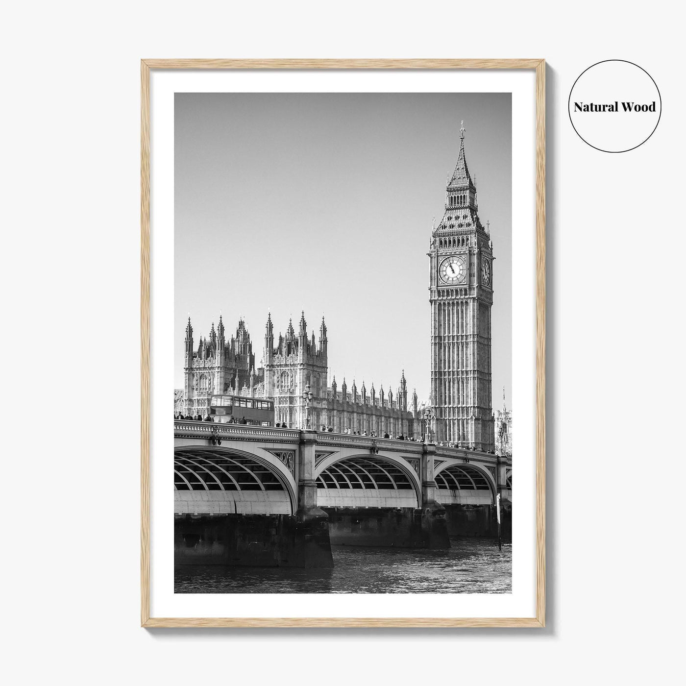 London Black and White Fine Art Photo Print, Big Ben Westminster Bridge England Poster
