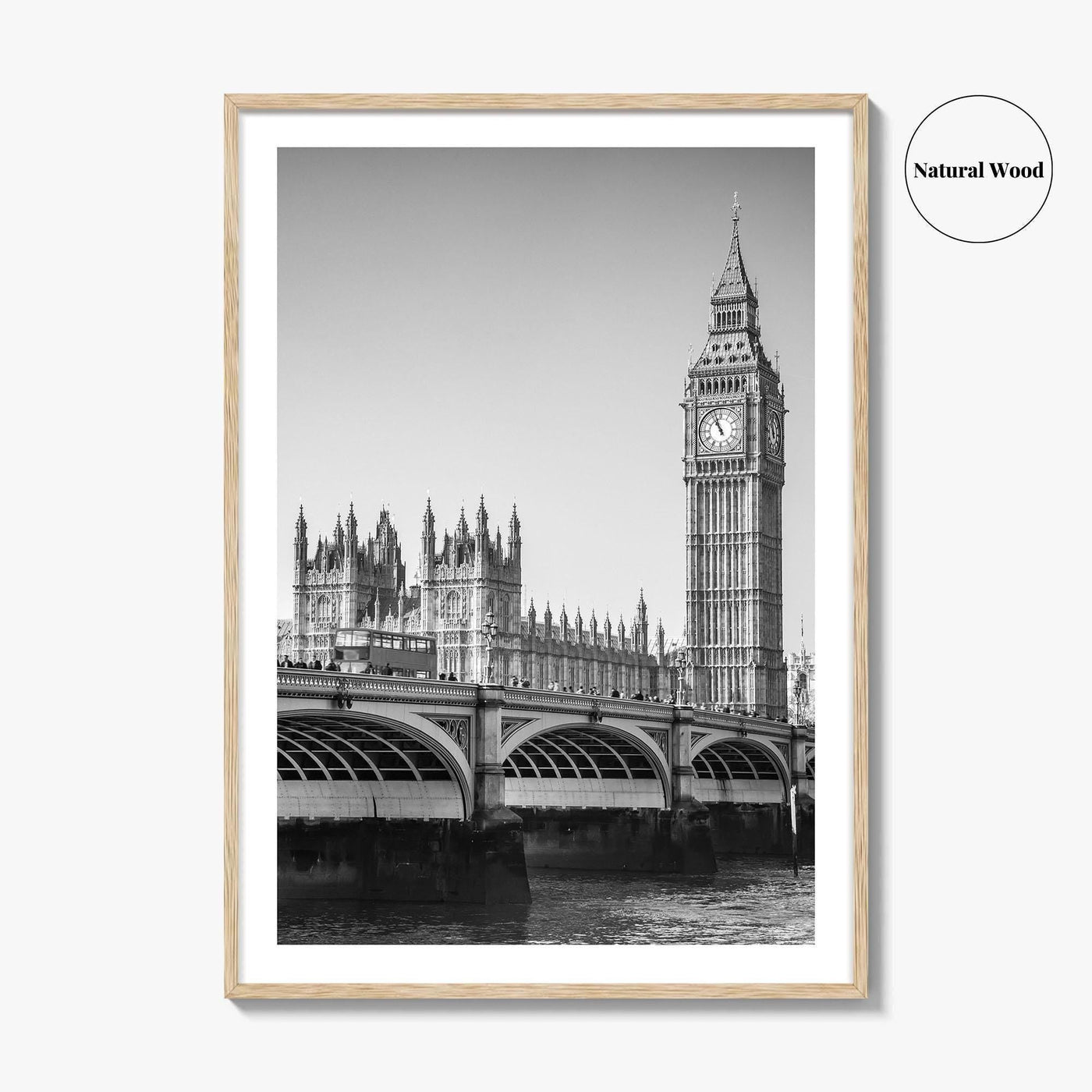 London Black and White Fine Art Photo Print, Big Ben Westminster Bridge England Poster