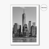 Lower Manhattan Skyline Black and White Fine Art Photo Print, NYC Hudson River Poster