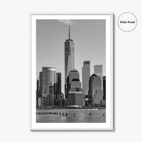 Lower Manhattan Skyline Black and White Fine Art Photo Print, NYC Hudson River Poster