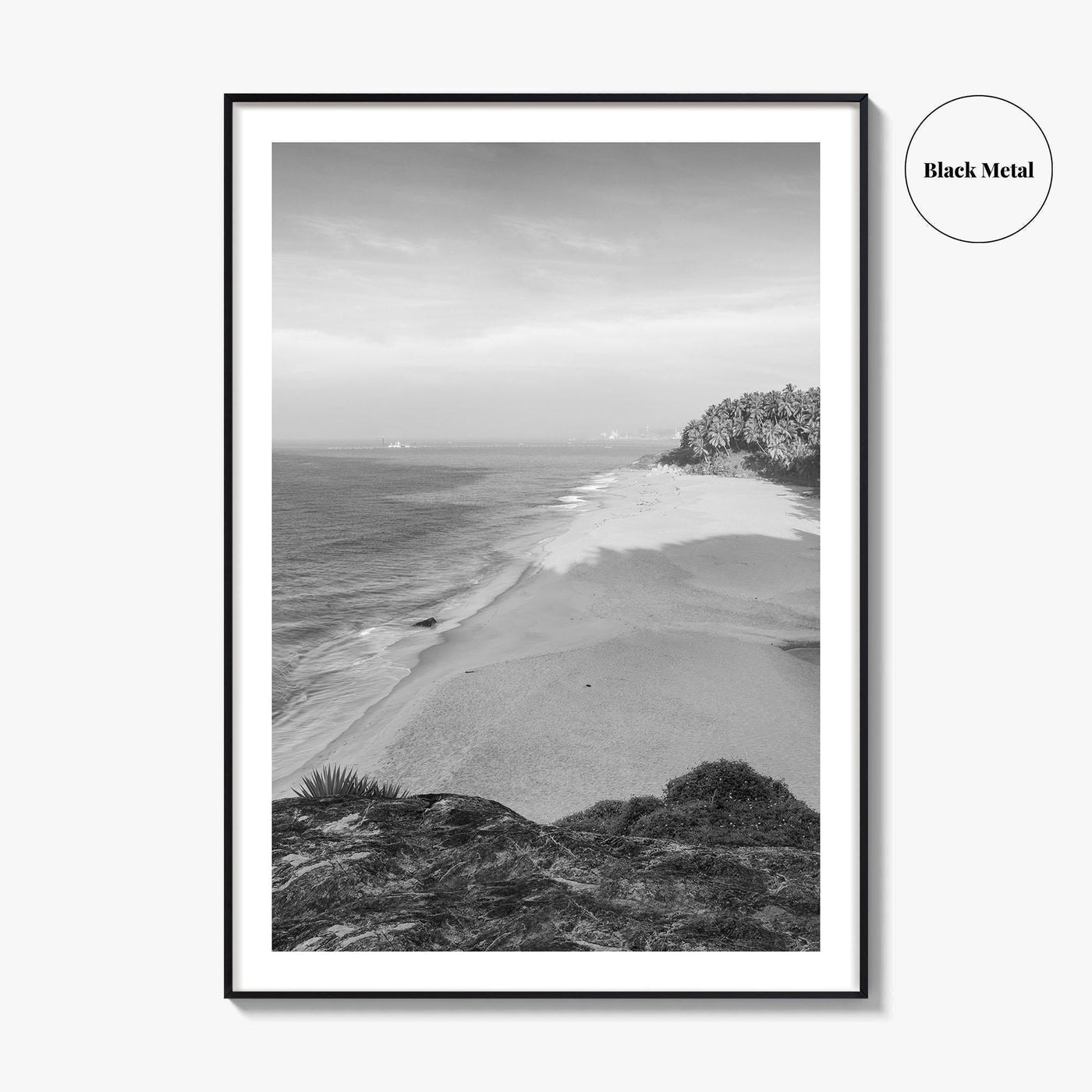 Kerala Black and White Fine Art Photo Print, Kovalam Beach, India Poster