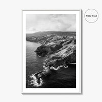 Maui Black and White Fine Art Photo Print, Hawaii Aerial Island Ocean Landscape Poster