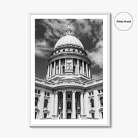 Madison Black and White Fine Art Photo Print, Wisconsin Capitol Building, Wisconsin Poster