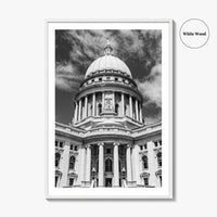 Madison Black and White Fine Art Photo Print, Wisconsin Capitol Building, Wisconsin Poster