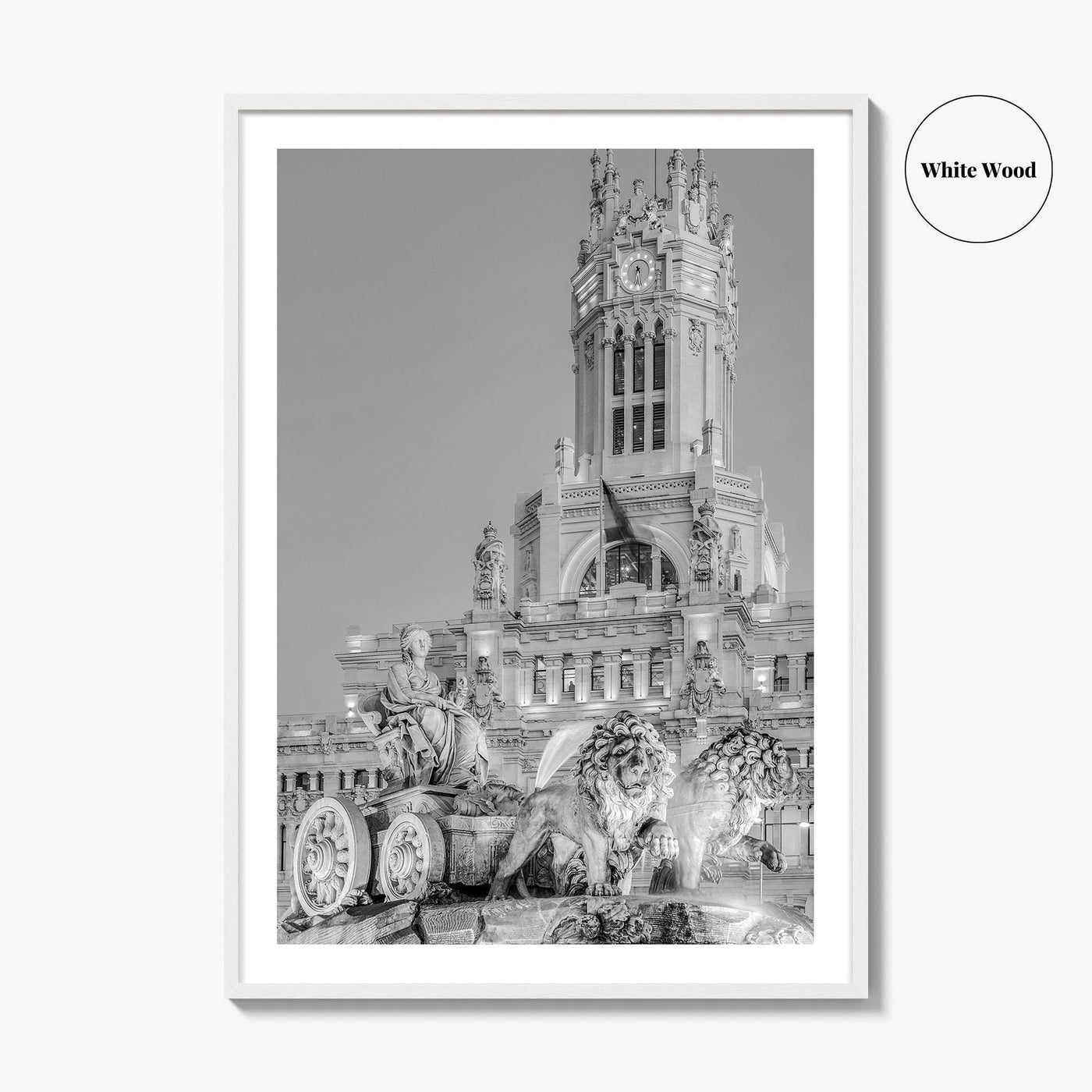 Madrid Black and White Fine Art Photo Print, Cibeles Fountain, Spain Poster, Wall Decor