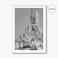 Madrid Black and White Fine Art Photo Print, Cibeles Fountain, Spain Poster, Wall Decor