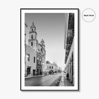 Merida Black and White Fine Art Photo Print, Mexico Cathedral Yucatan Poster