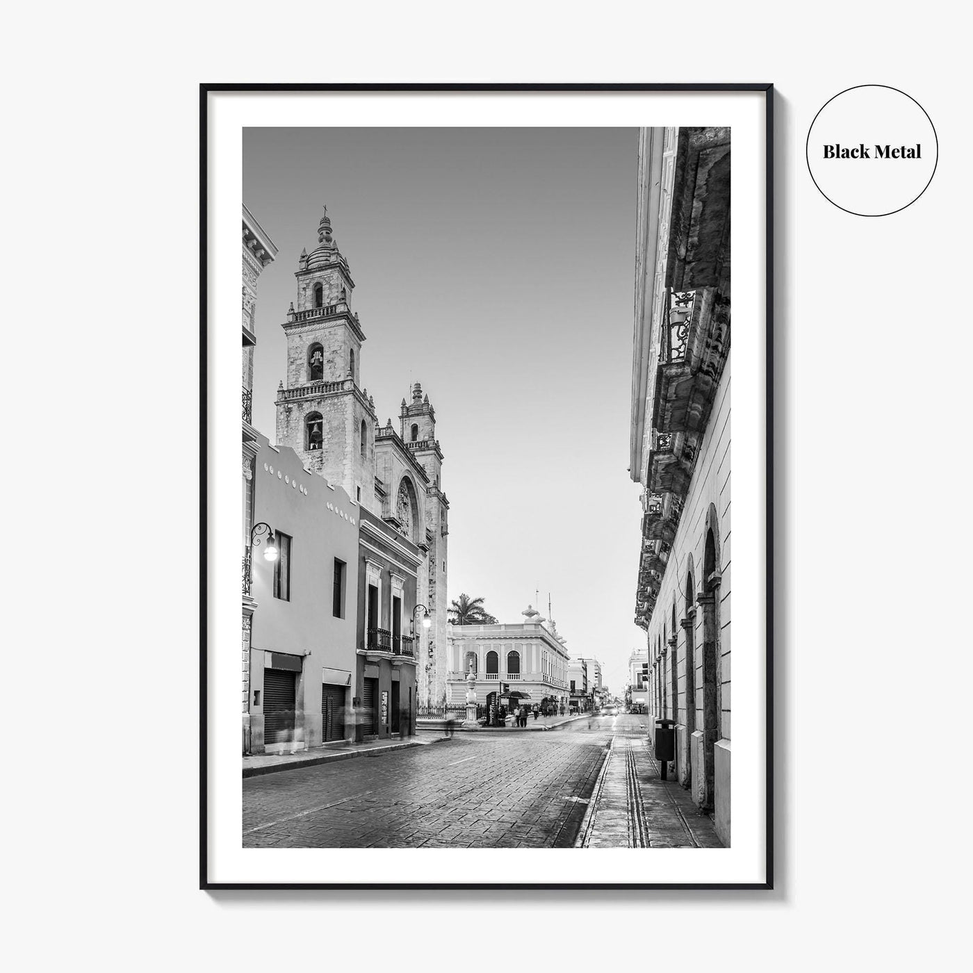 Merida Black and White Fine Art Photo Print, Mexico Cathedral Yucatan Poster