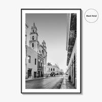 Merida Black and White Fine Art Photo Print, Mexico Cathedral Yucatan Poster