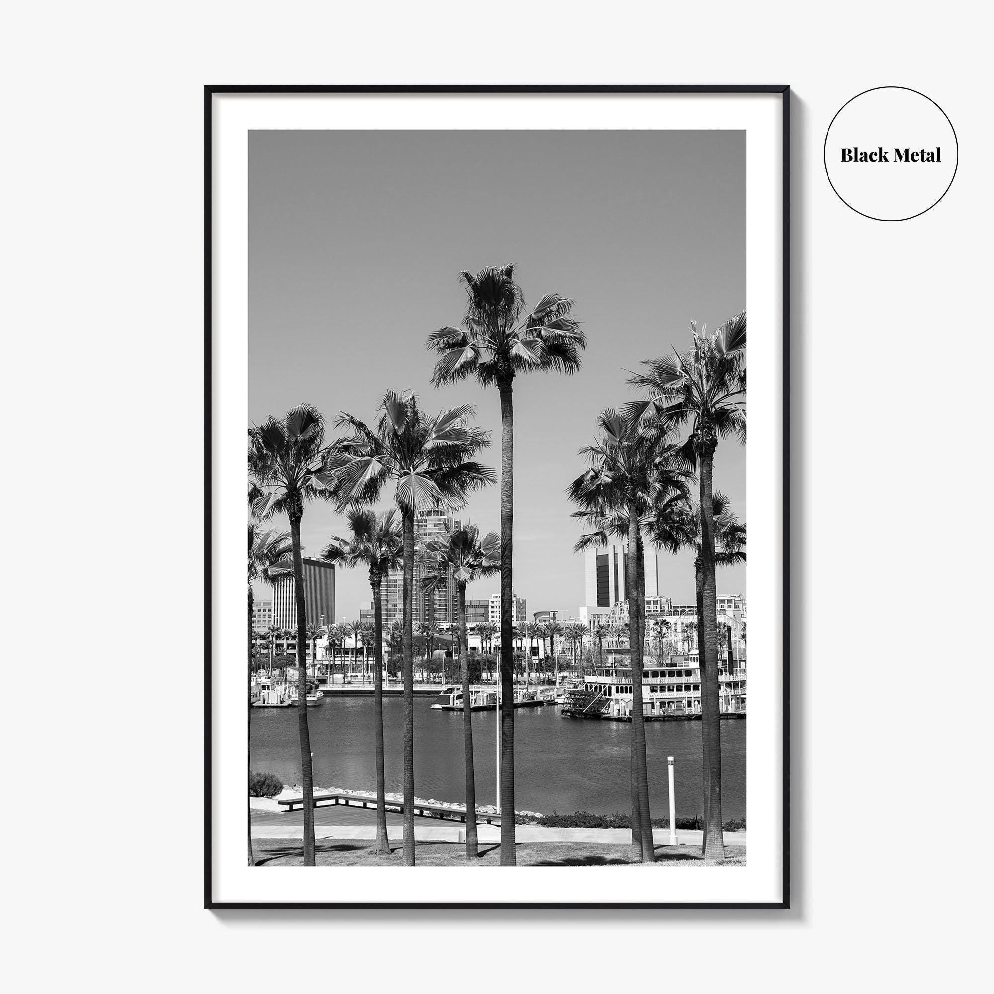 Long Beach Skyline Black and White Fine Art Photo Print, California Poster