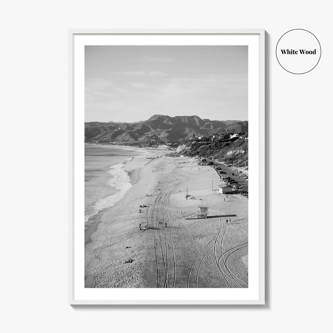Malibu Black and White Fine Art Photo Print, Zuma Beach, Aerial, California, Wall Decor