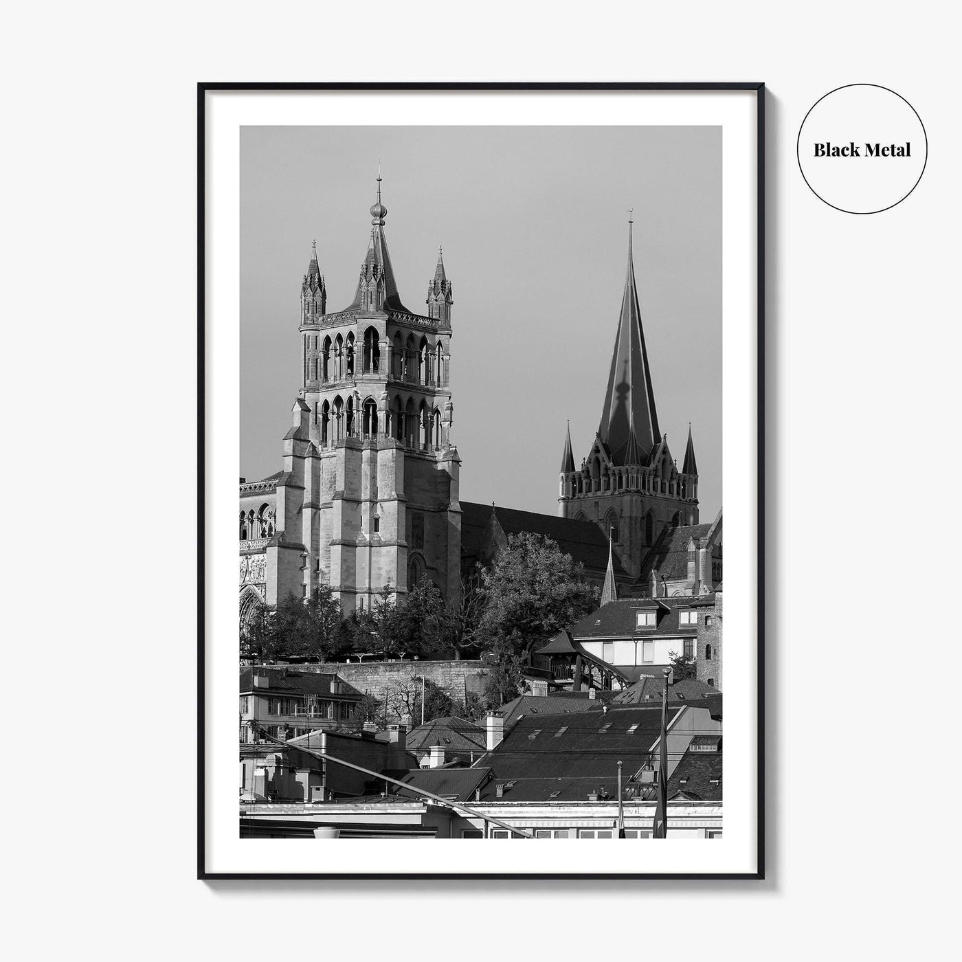 Lausanne Black and White Fine Art Photo Print, Vaud, Lake Geneva, Switzerland Wall Decor