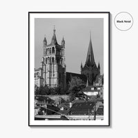Lausanne Black and White Fine Art Photo Print, Vaud, Lake Geneva, Switzerland Wall Decor