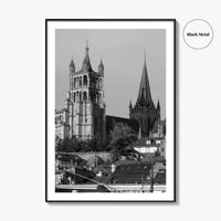 Lausanne Black and White Fine Art Photo Print, Vaud, Lake Geneva, Switzerland Wall Decor