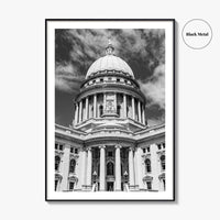 Madison Black and White Fine Art Photo Print, Wisconsin Capitol Building, Wisconsin Poster
