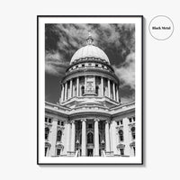 Madison Black and White Fine Art Photo Print, Wisconsin Capitol Building, Wisconsin Poster