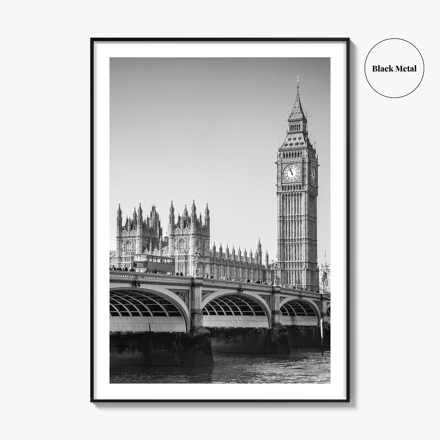 London Black and White Fine Art Photo Print, Big Ben Westminster Bridge England Poster
