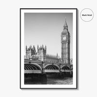 London Black and White Fine Art Photo Print, Big Ben Westminster Bridge England Poster