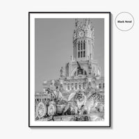 Madrid Black and White Fine Art Photo Print, Cibeles Fountain, Spain Poster, Wall Decor