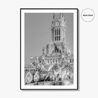 Madrid Black and White Fine Art Photo Print, Cibeles Fountain, Spain Poster, Wall Decor