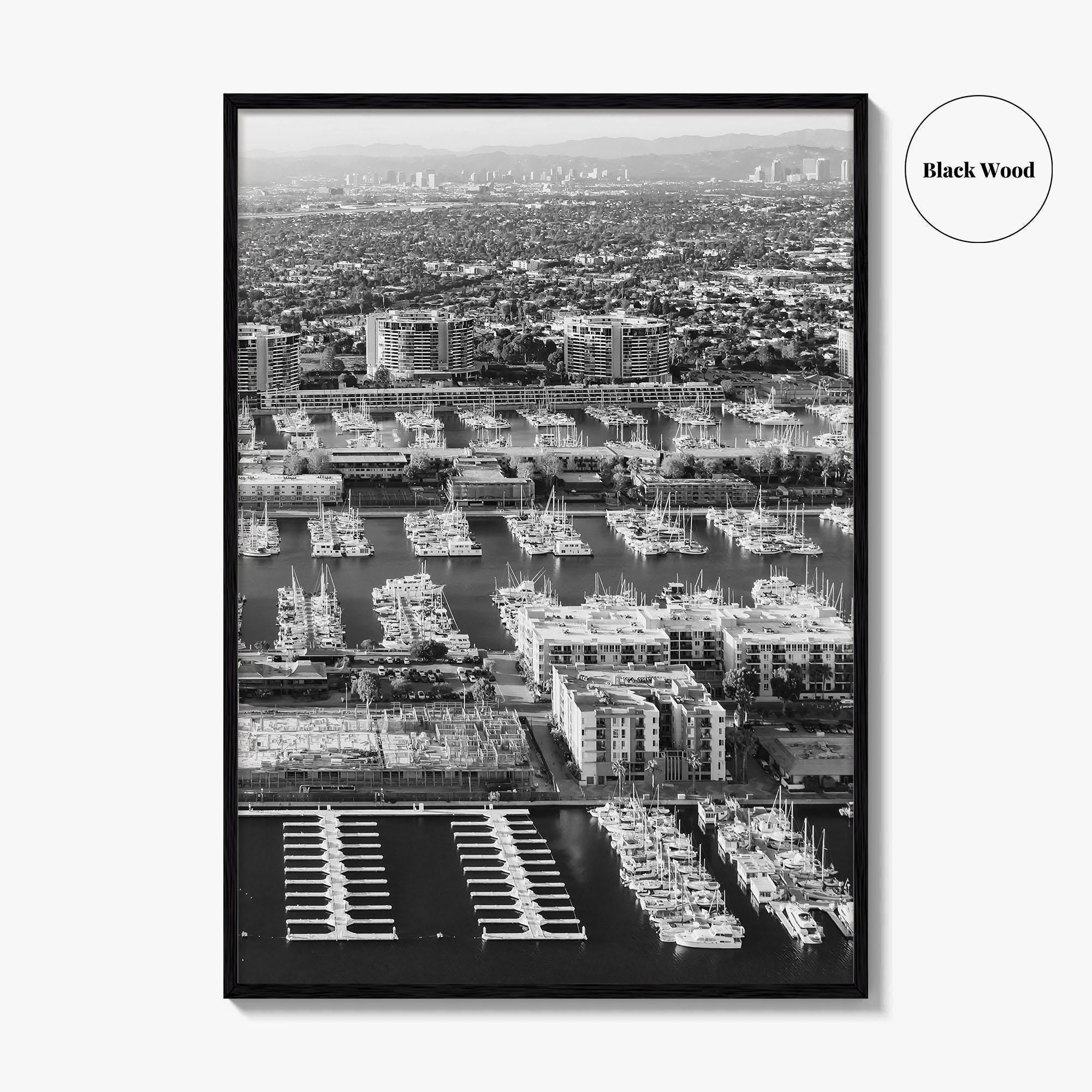 Marina Del Rey Black and White Fine Art Photo Print, Los Angeles California Poster