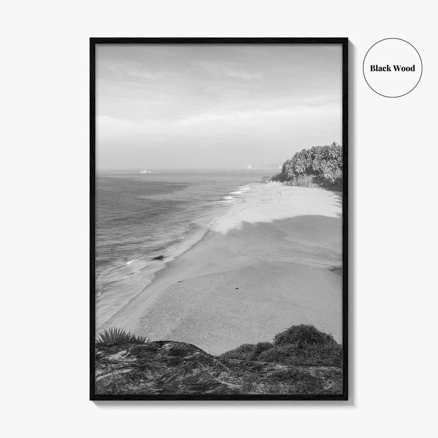 Kerala Black and White Fine Art Photo Print, Kovalam Beach, India Poster