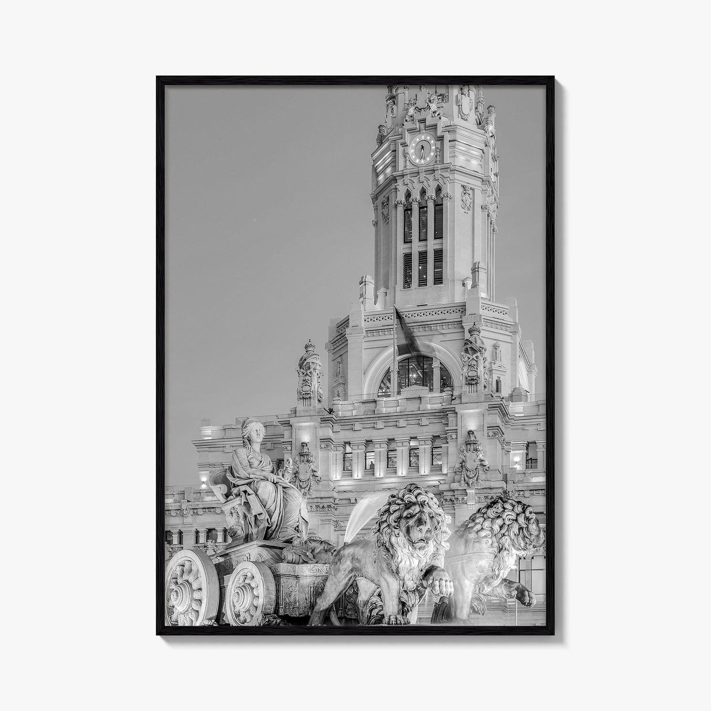 Madrid Black and White Fine Art Photo Print, Cibeles Fountain, Spain Poster, Wall Decor