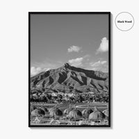 Marbella Black and White Fine Art Photo Print, Mountain View Panoramic, Malaga Spain Poster