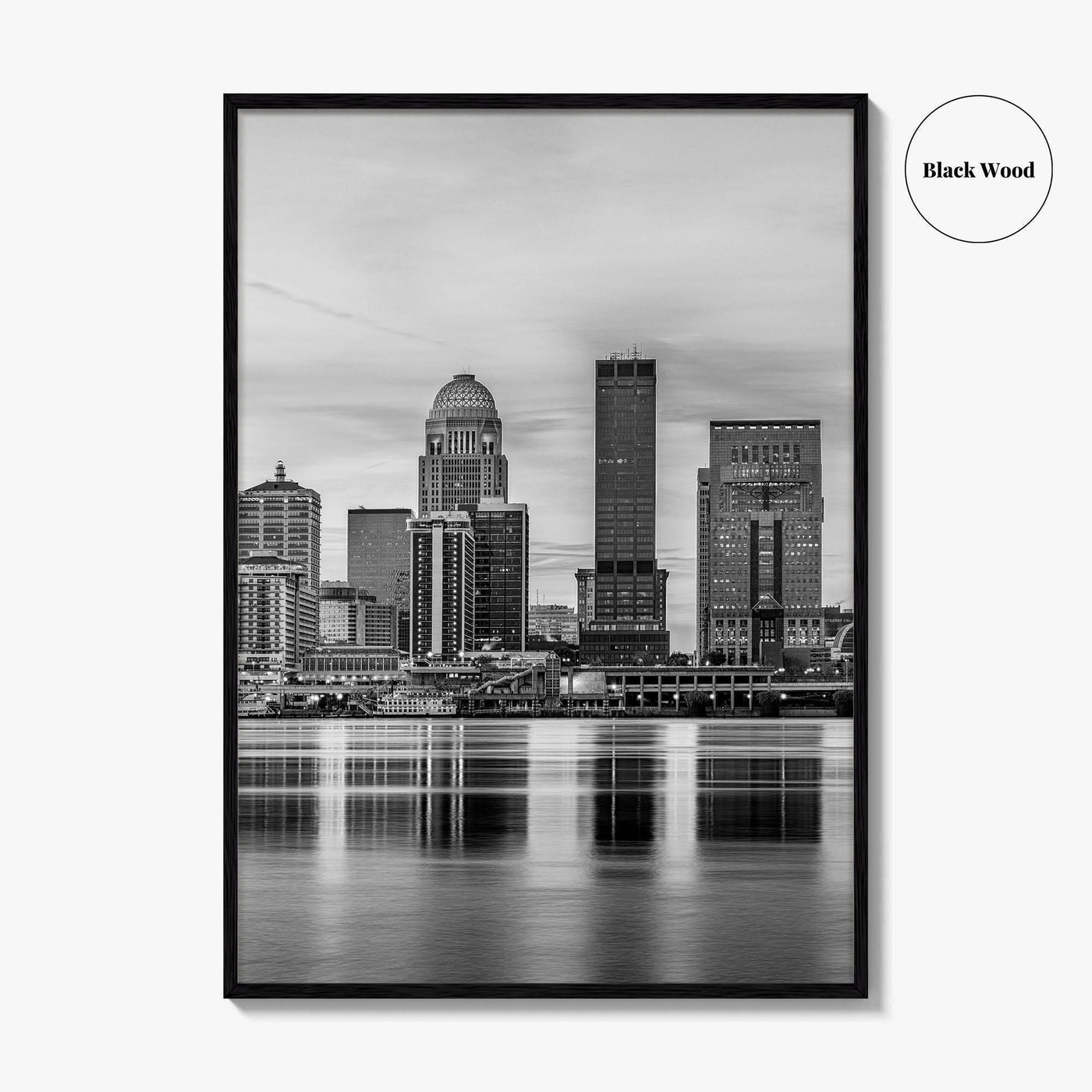 Louisville Skyline Black and White Fine Art Photo Print, Kentucky, USA, Wall Decor Poster