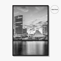 Milwaukee Skyline Black and White Fine Art Photo Print, Wisconsin, Lake Michigan Poster