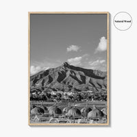 Marbella Black and White Fine Art Photo Print, Mountain View Panoramic, Malaga Spain Poster