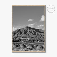 Marbella Black and White Fine Art Photo Print, Mountain View Panoramic, Malaga Spain Poster