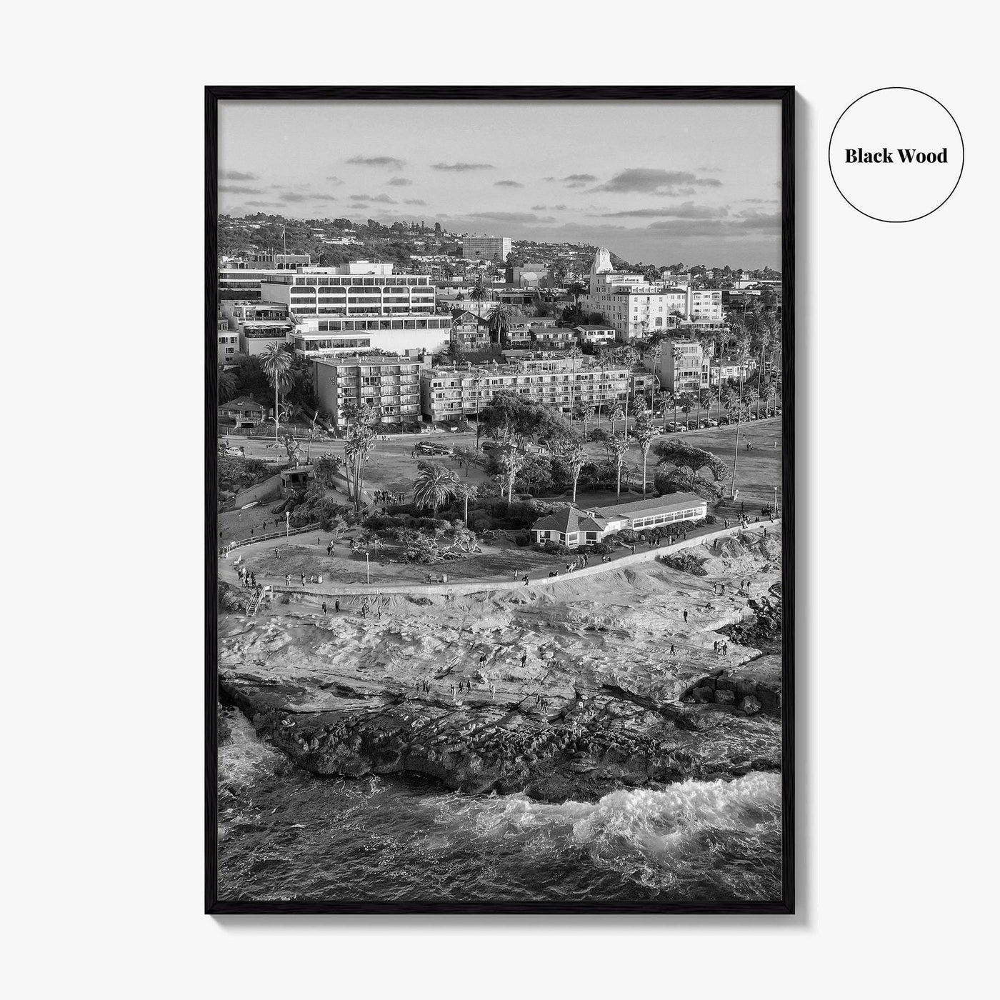 La Jolla Cove Black and White Fine Art Photo Print, San Diego Poster Poster