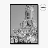 Madrid Black and White Fine Art Photo Print, Cibeles Fountain, Spain Poster, Wall Decor