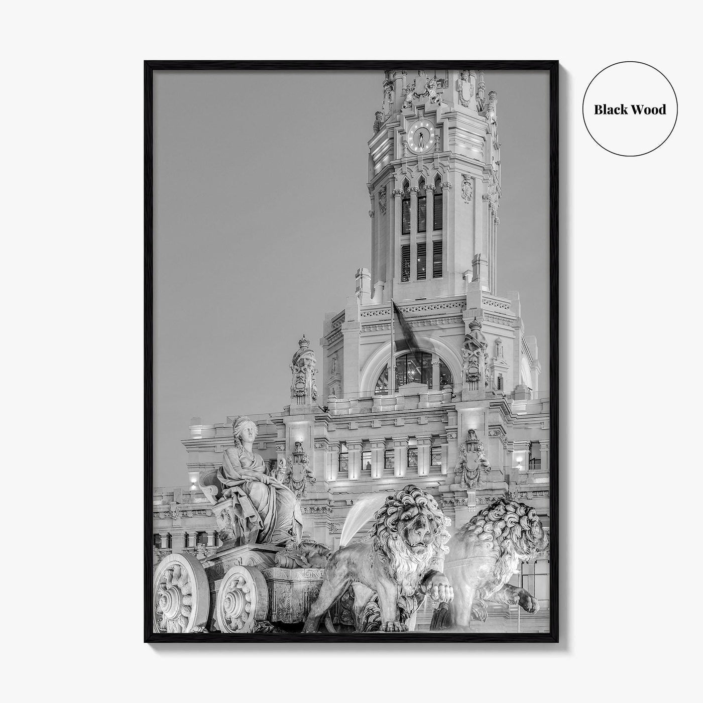 Madrid Black and White Fine Art Photo Print, Cibeles Fountain, Spain Poster, Wall Decor
