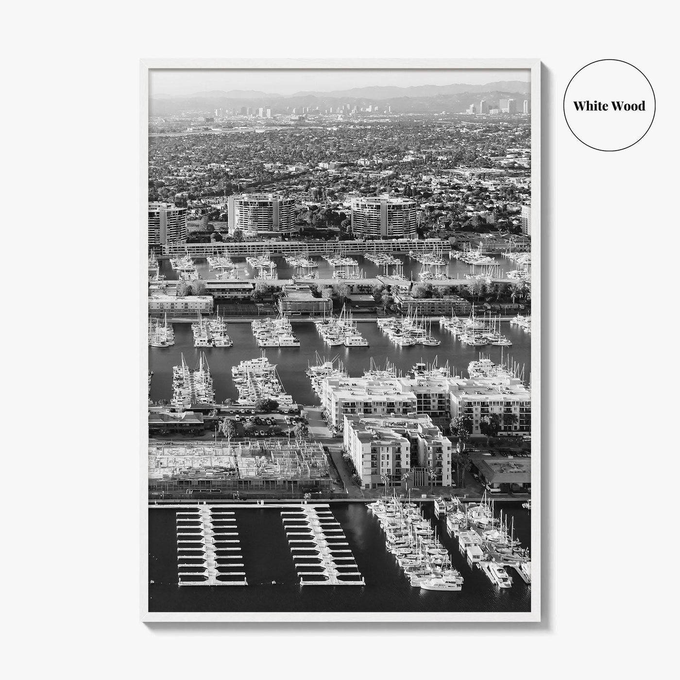 Marina Del Rey Black and White Fine Art Photo Print, Los Angeles California Poster