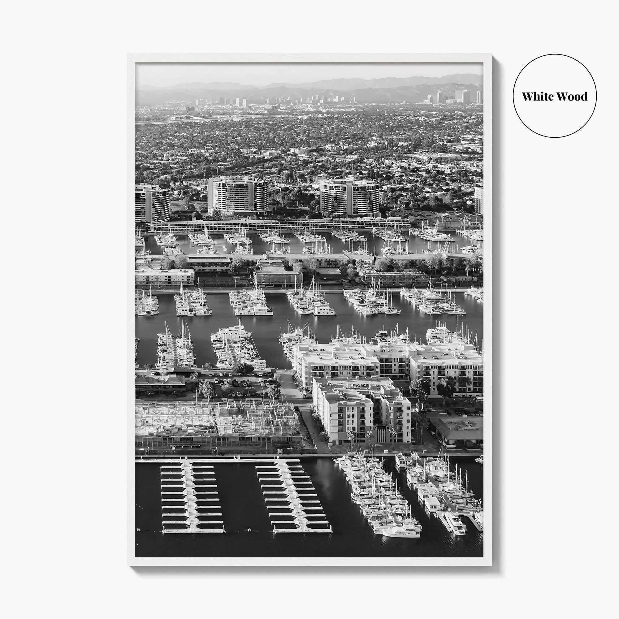 Marina Del Rey Black and White Fine Art Photo Print, Los Angeles California Poster