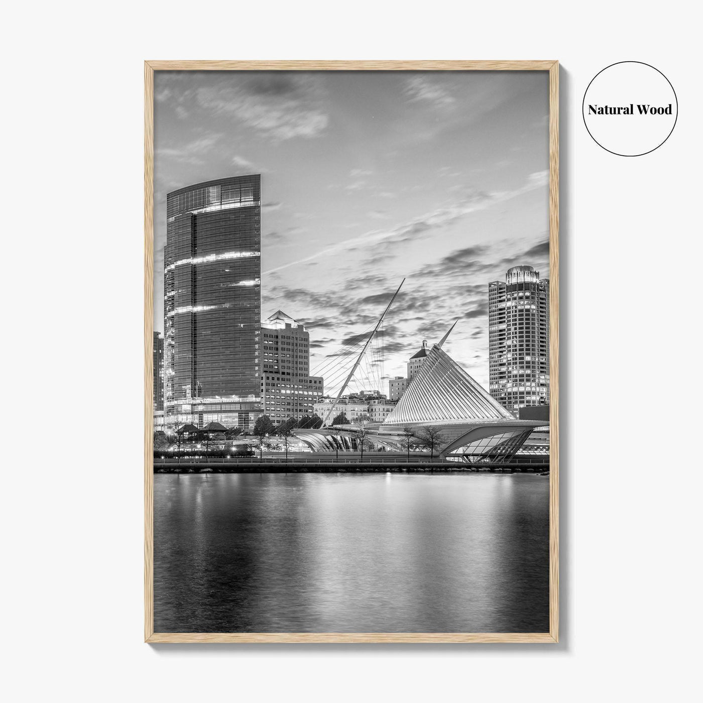 Milwaukee Skyline Black and White Fine Art Photo Print, Wisconsin, Lake Michigan Poster