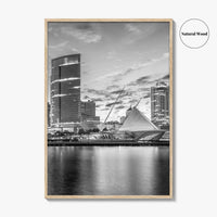 Milwaukee Skyline Black and White Fine Art Photo Print, Wisconsin, Lake Michigan Poster