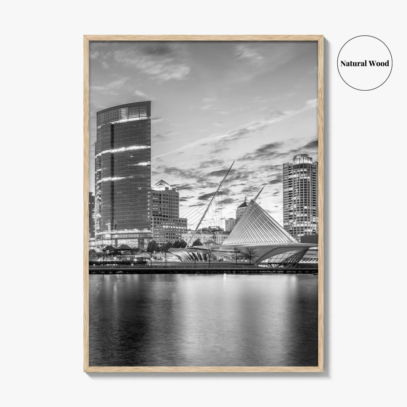 Milwaukee Skyline Black and White Fine Art Photo Print, Wisconsin, Lake Michigan Poster