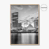 Milwaukee Skyline Black and White Fine Art Photo Print, Wisconsin, Lake Michigan Poster